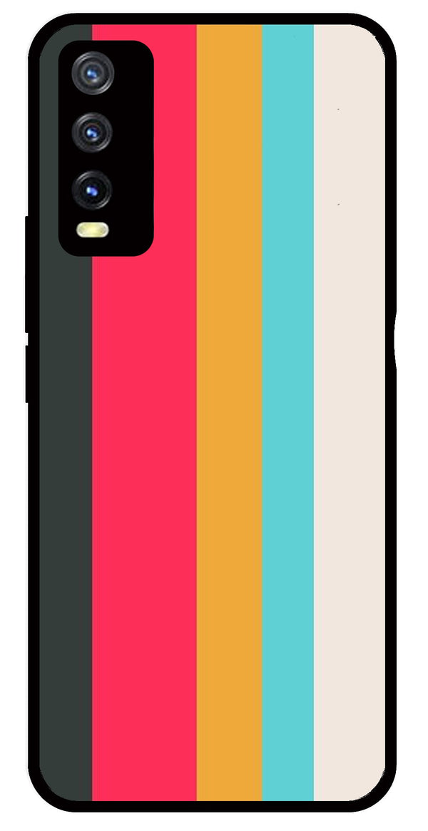 Muted Rainbow Metal Mobile Case for Vivo Y20   (Design No -31)