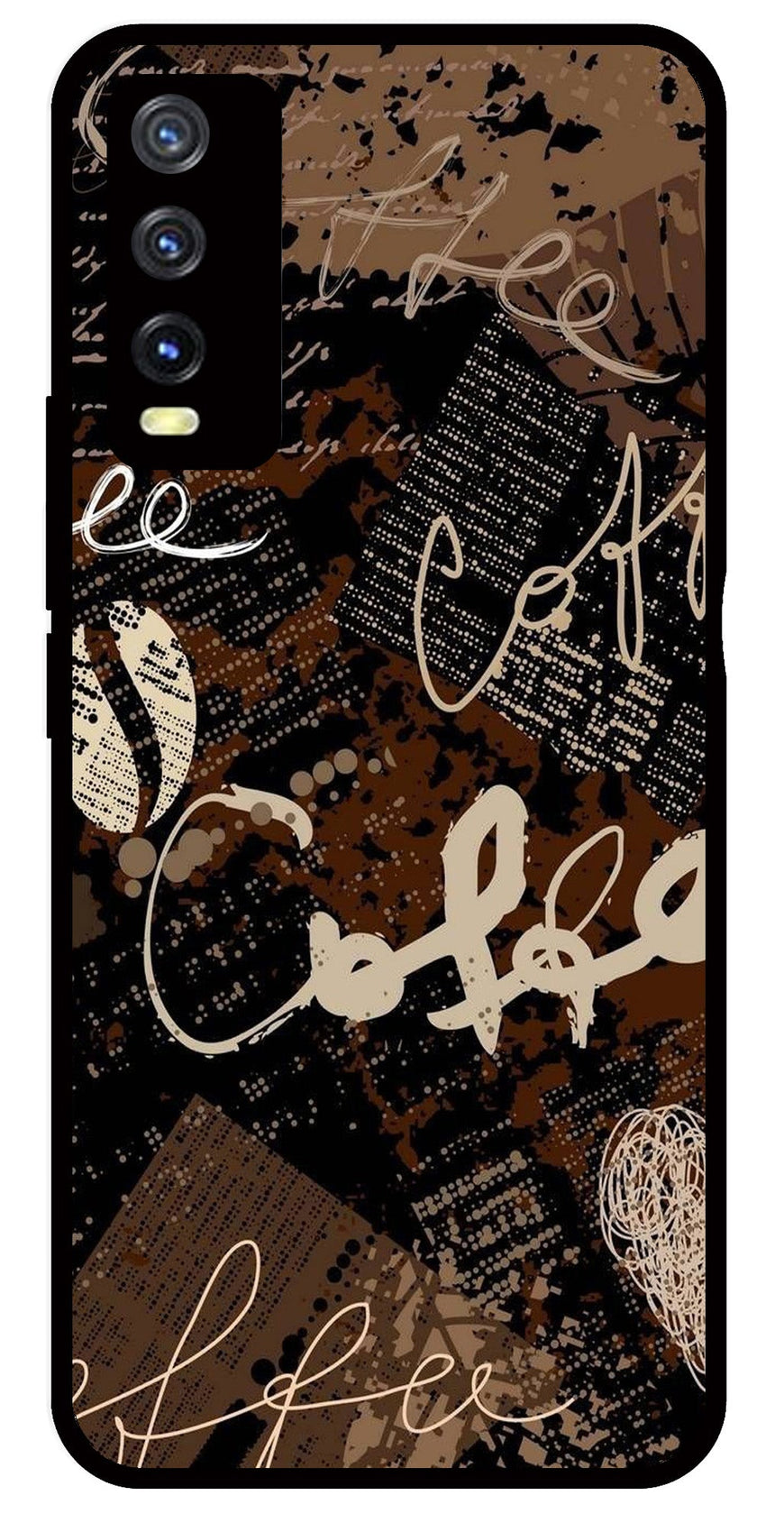 Coffee Pattern Metal Mobile Case for Vivo Y20   (Design No -37)