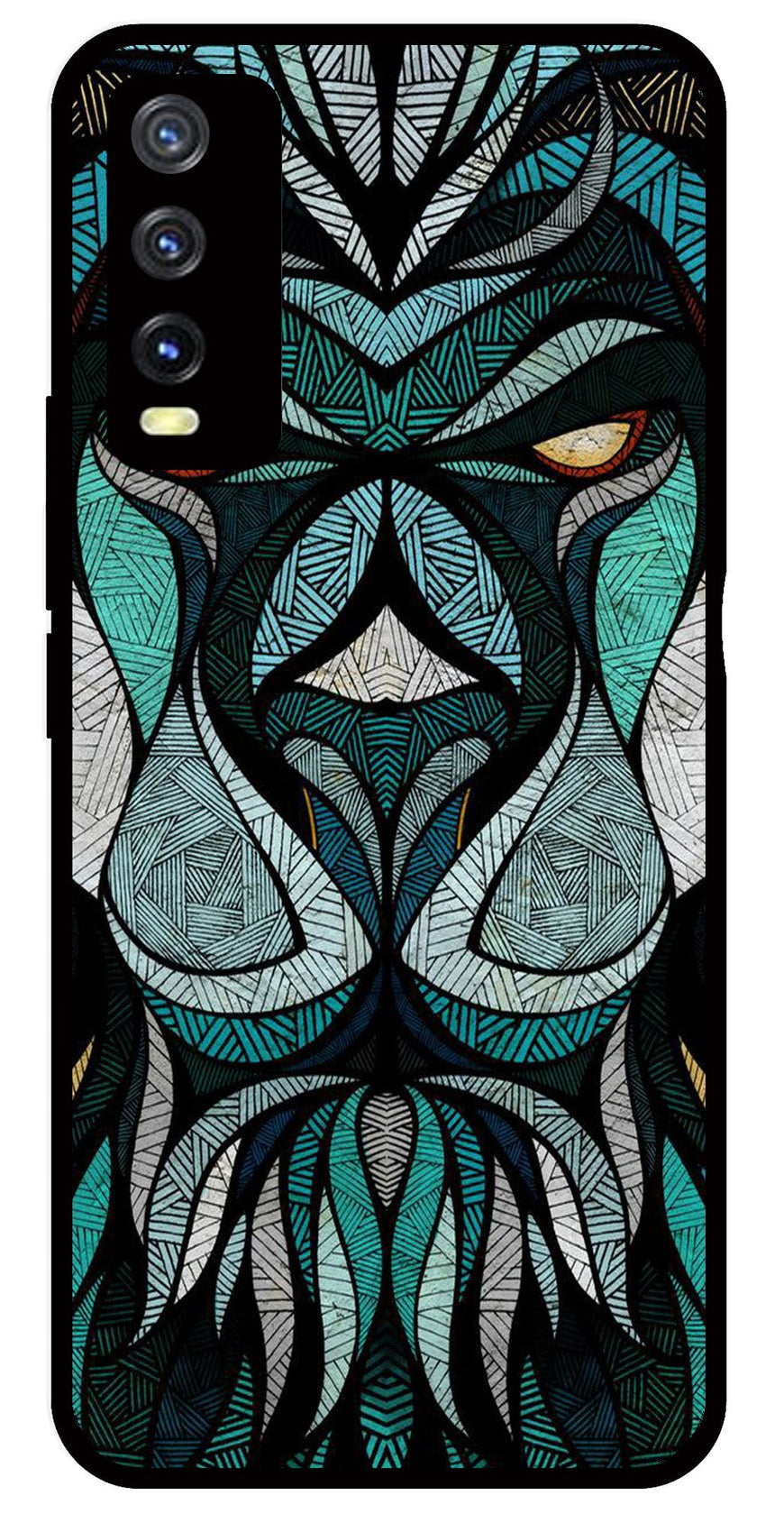 Lion Pattern Metal Mobile Case for Vivo Y20   (Design No -40)
