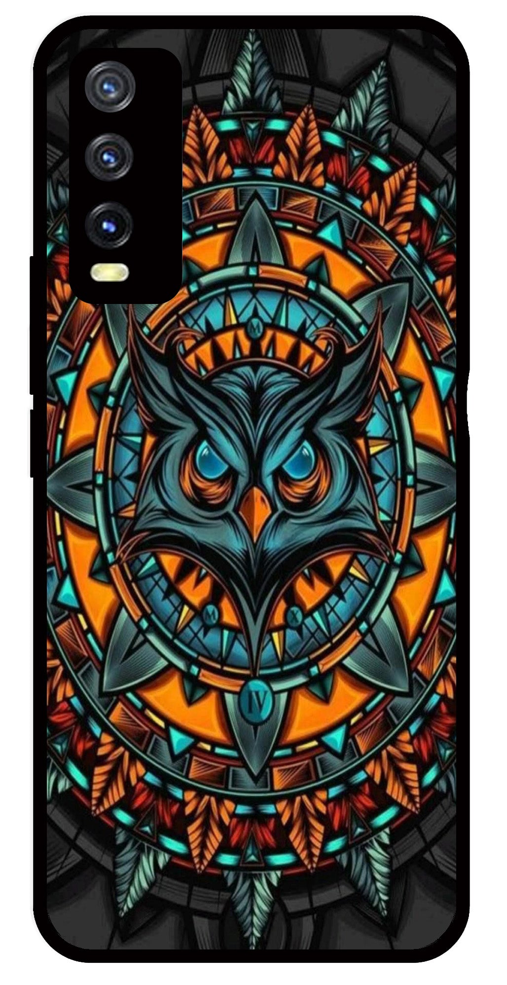 Owl Pattern Metal Mobile Case for Vivo Y20   (Design No -42)