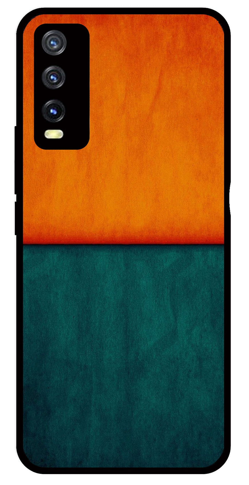 Orange Green Pattern Metal Mobile Case for Vivo Y20   (Design No -45)