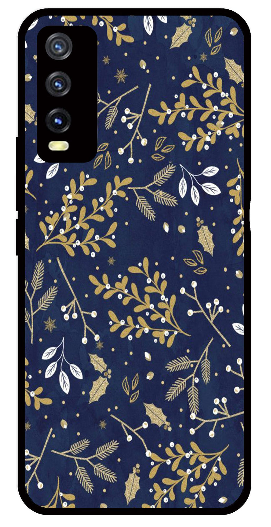 Floral Pattern  Metal Mobile Case for Vivo Y20   (Design No -52)