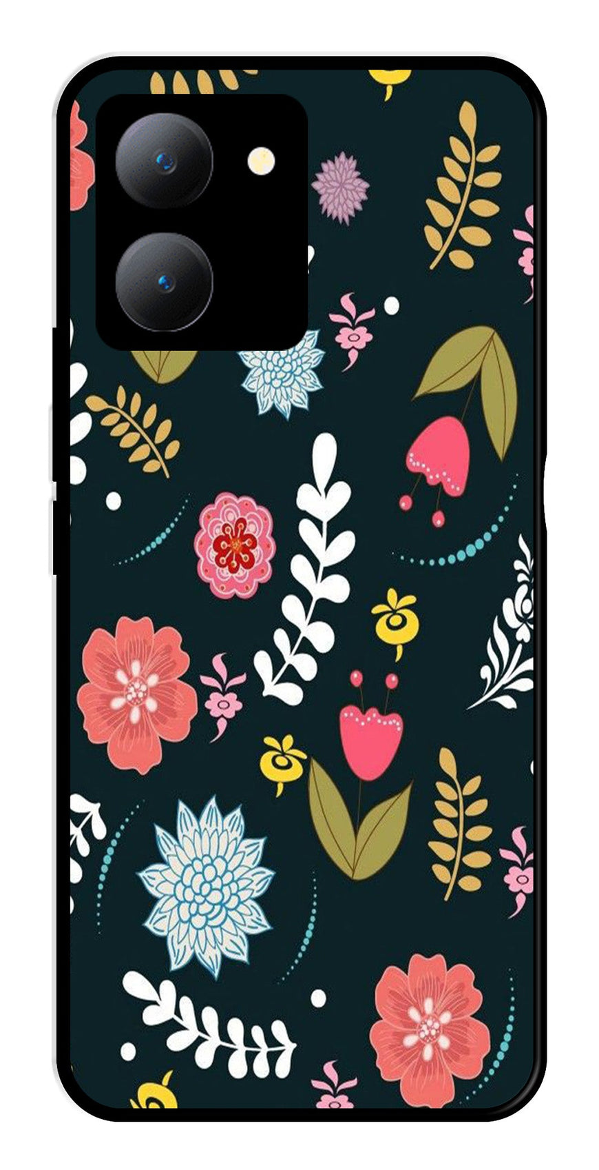 Floral Pattern2 Metal Mobile Case for Vivo Y27   (Design No -12)