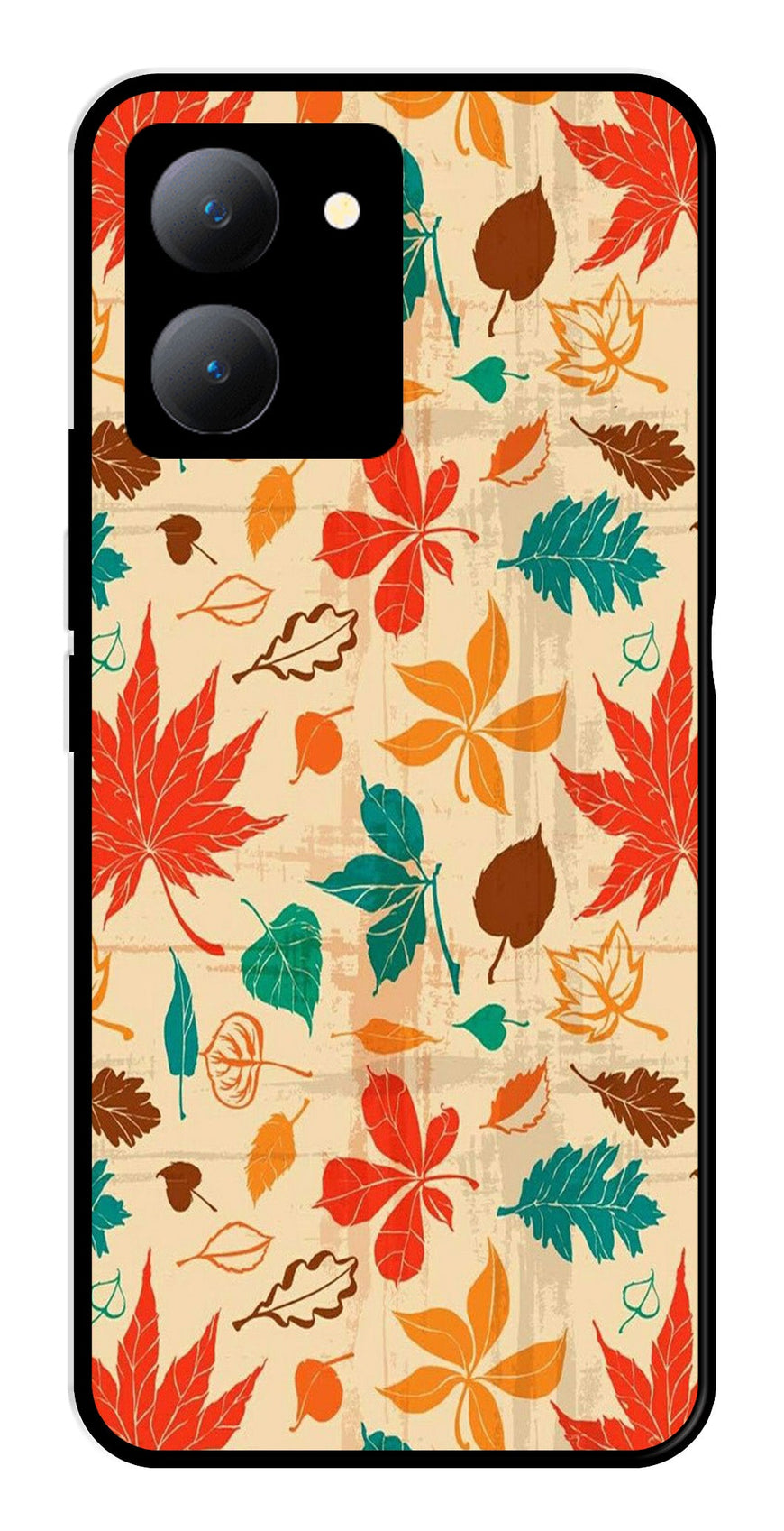 Leafs Design Metal Mobile Case for Vivo Y27   (Design No -14)
