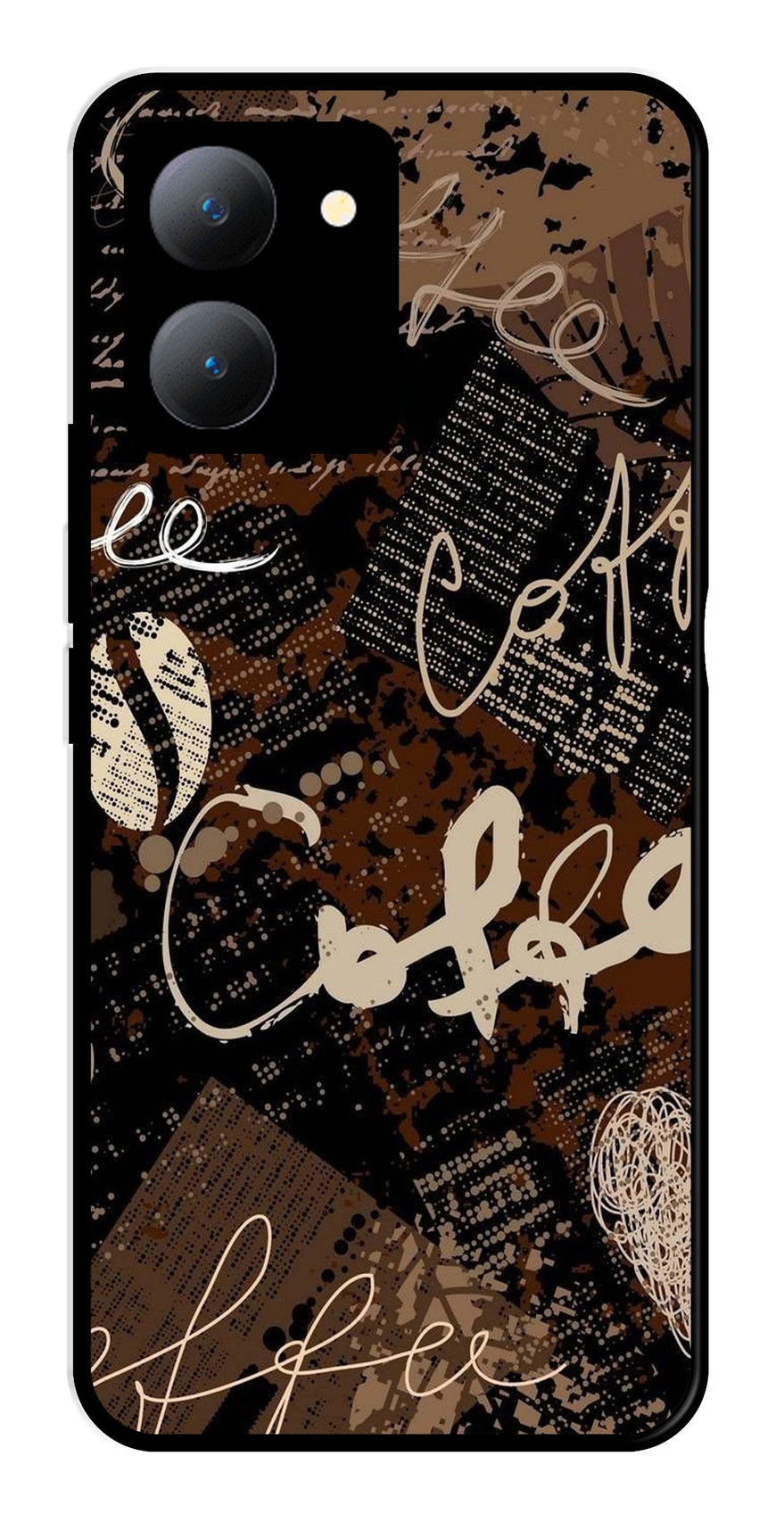 Coffee Pattern Metal Mobile Case for Vivo Y27   (Design No -37)