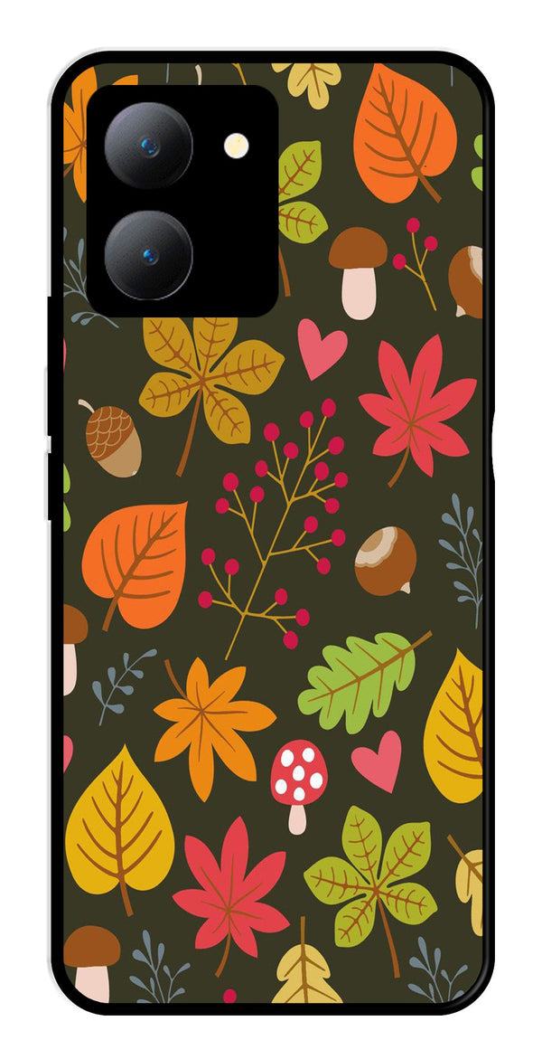 Leaves Design Metal Mobile Case for Vivo Y27   (Design No -51)