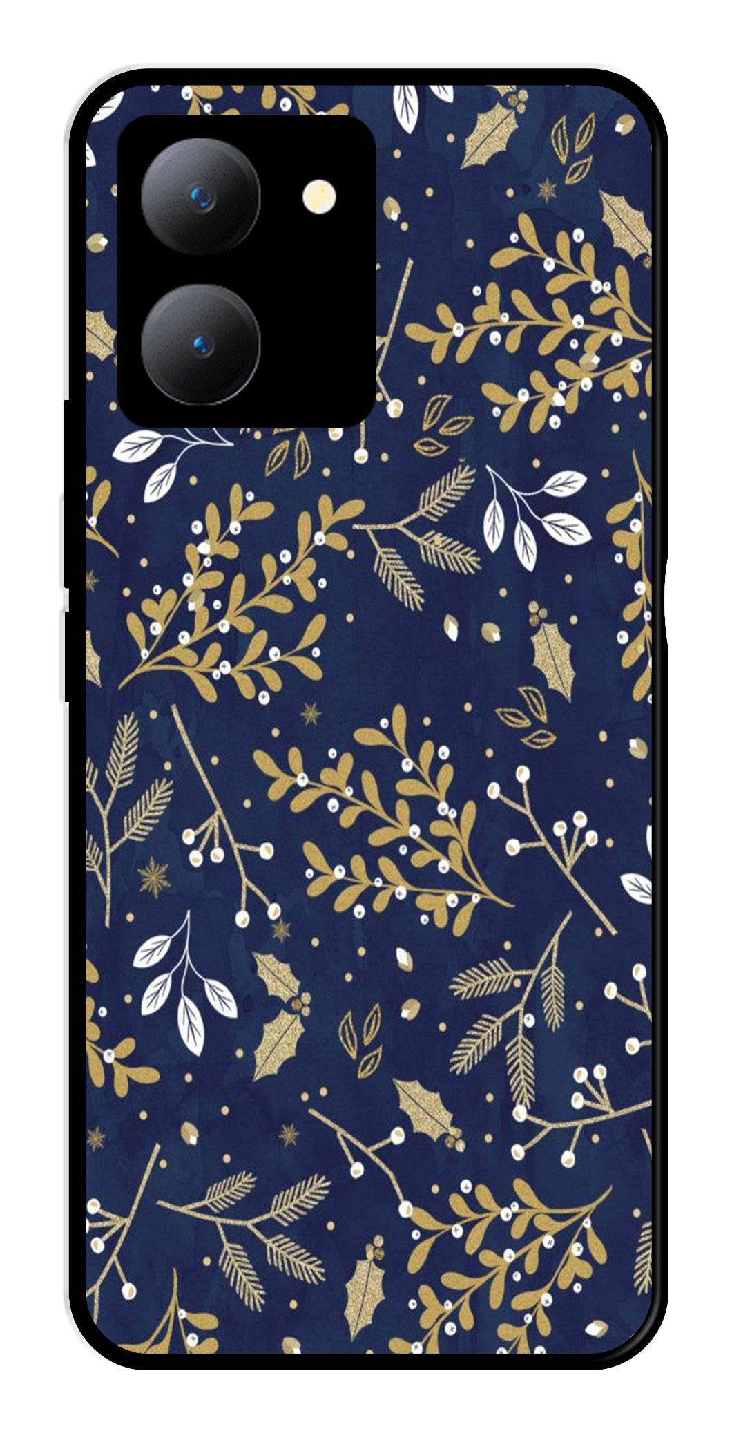Floral Pattern  Metal Mobile Case for Vivo Y27   (Design No -52)