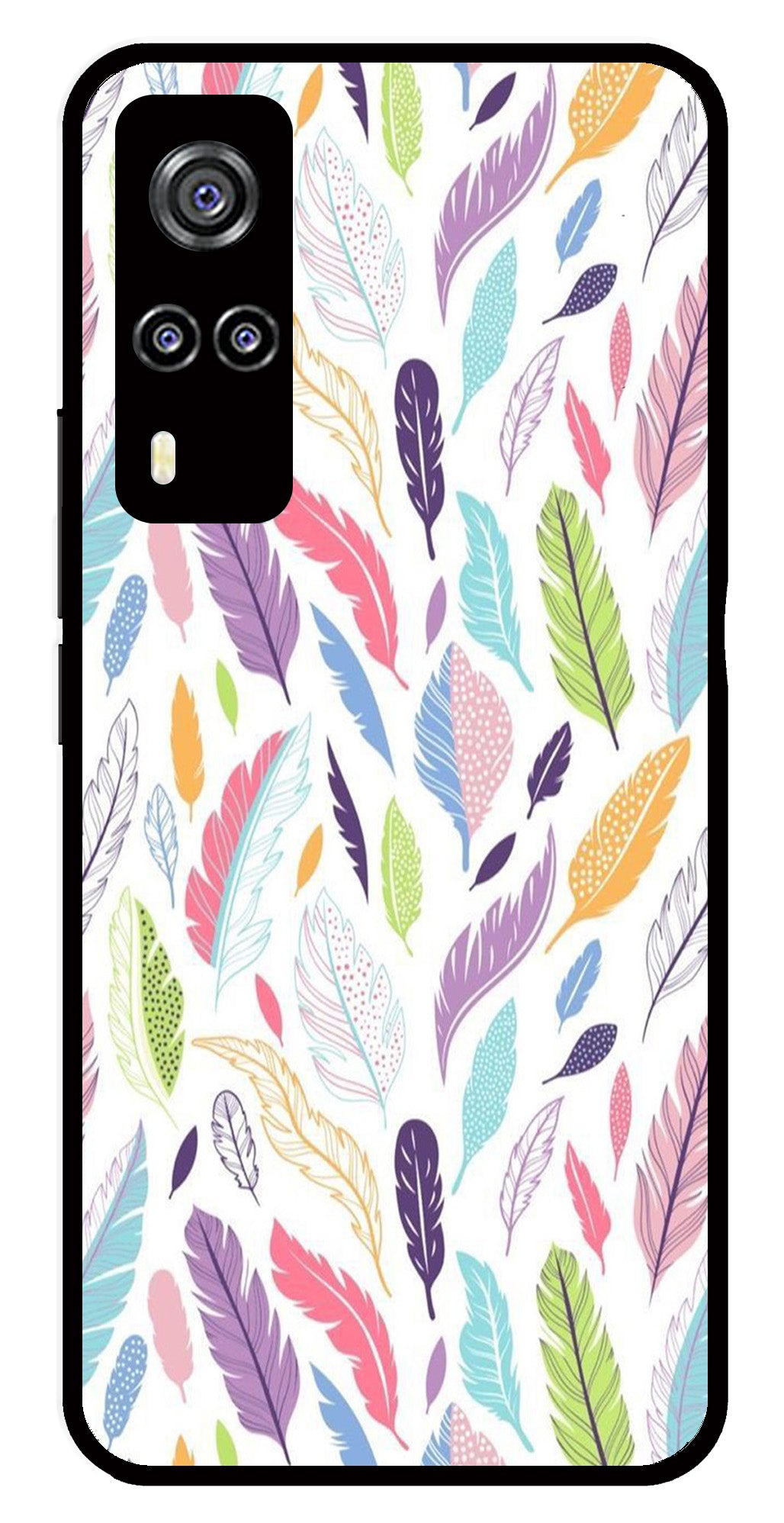 Colorful Feathers Metal Mobile Case for Vivo Y31   (Design No -06)