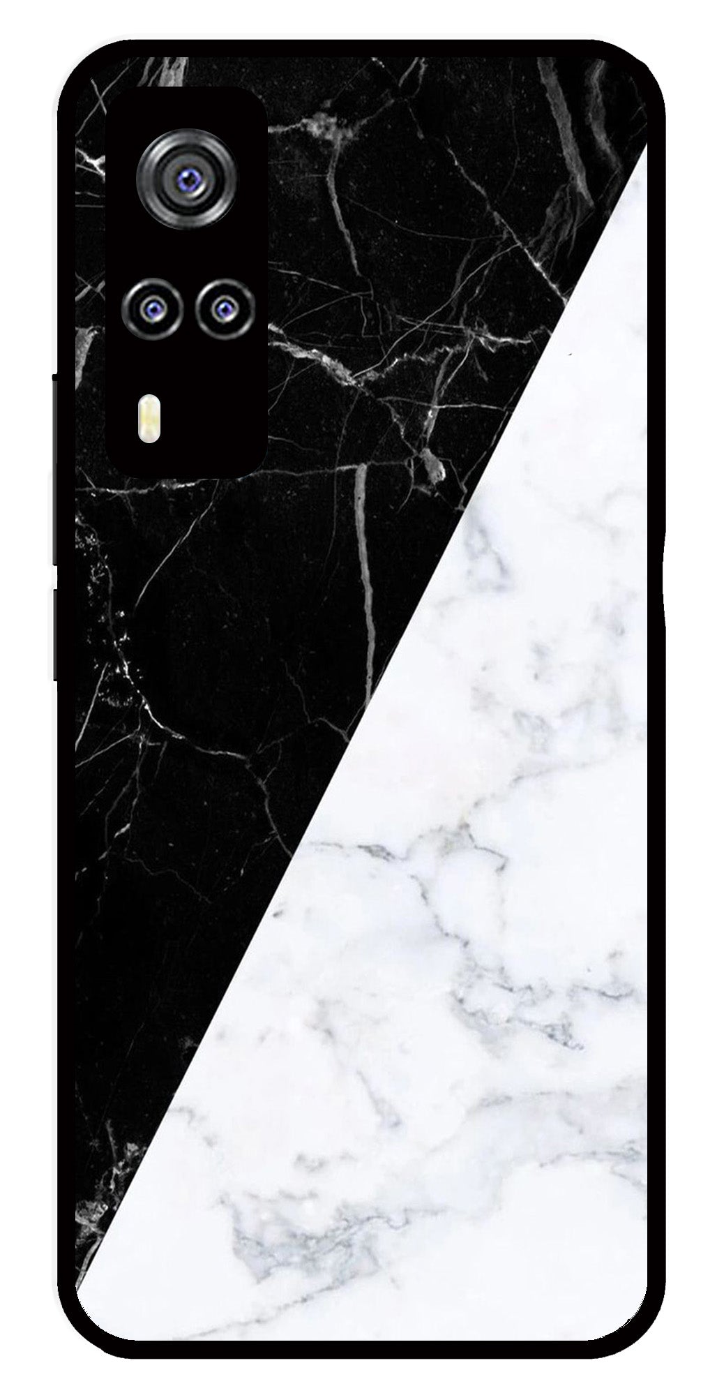 Black White Marble Design Metal Mobile Case for Vivo Y31   (Design No -09)