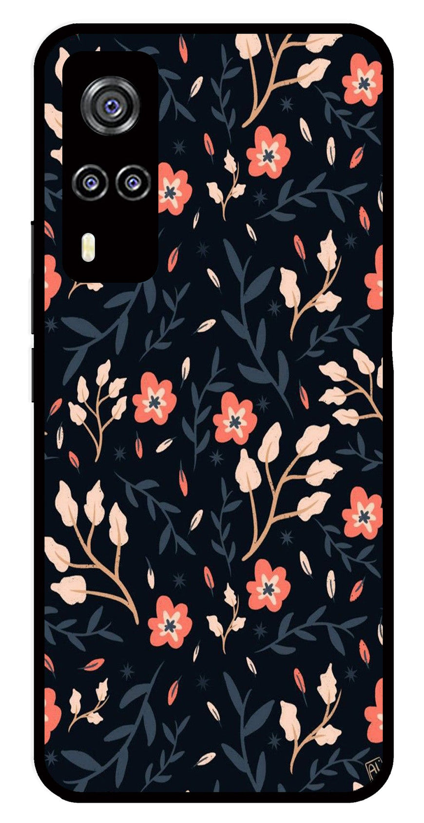 Floral Pattern Metal Mobile Case for Vivo Y51   (Design No -10)