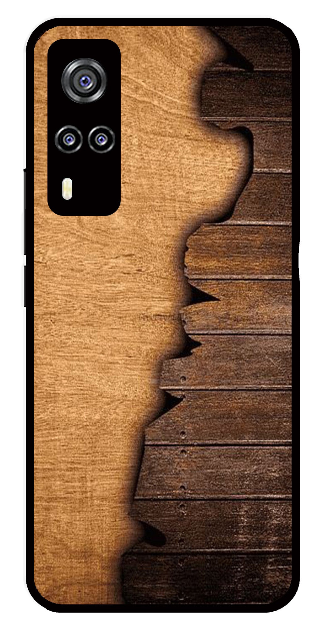 Wooden Design Metal Mobile Case for Vivo Y31   (Design No -13)