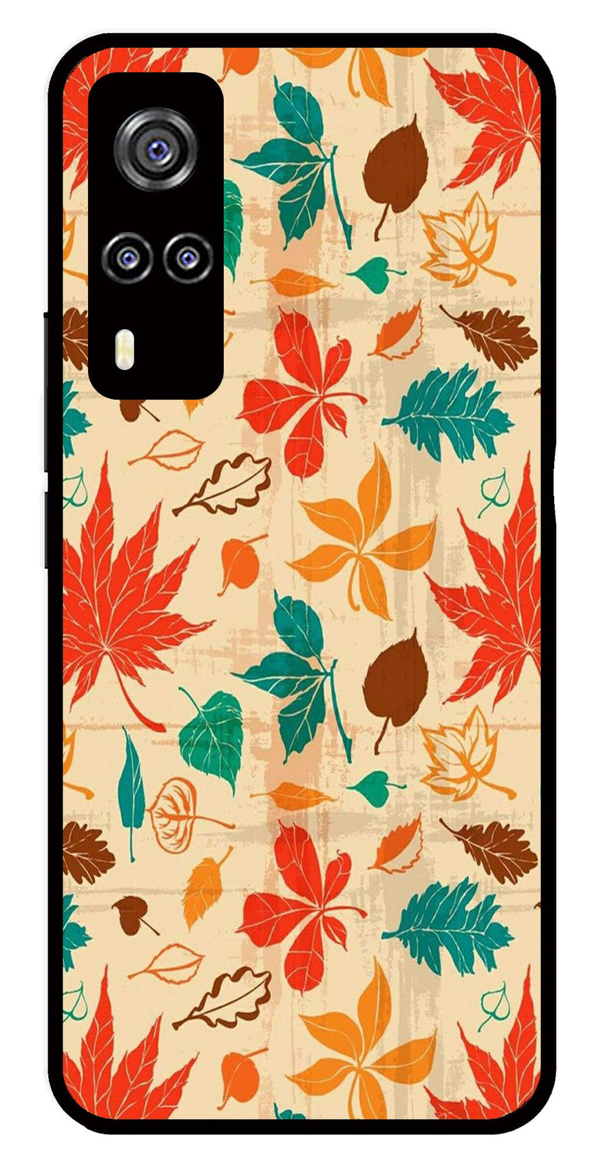 Leafs Design Metal Mobile Case for Vivo Y31   (Design No -14)