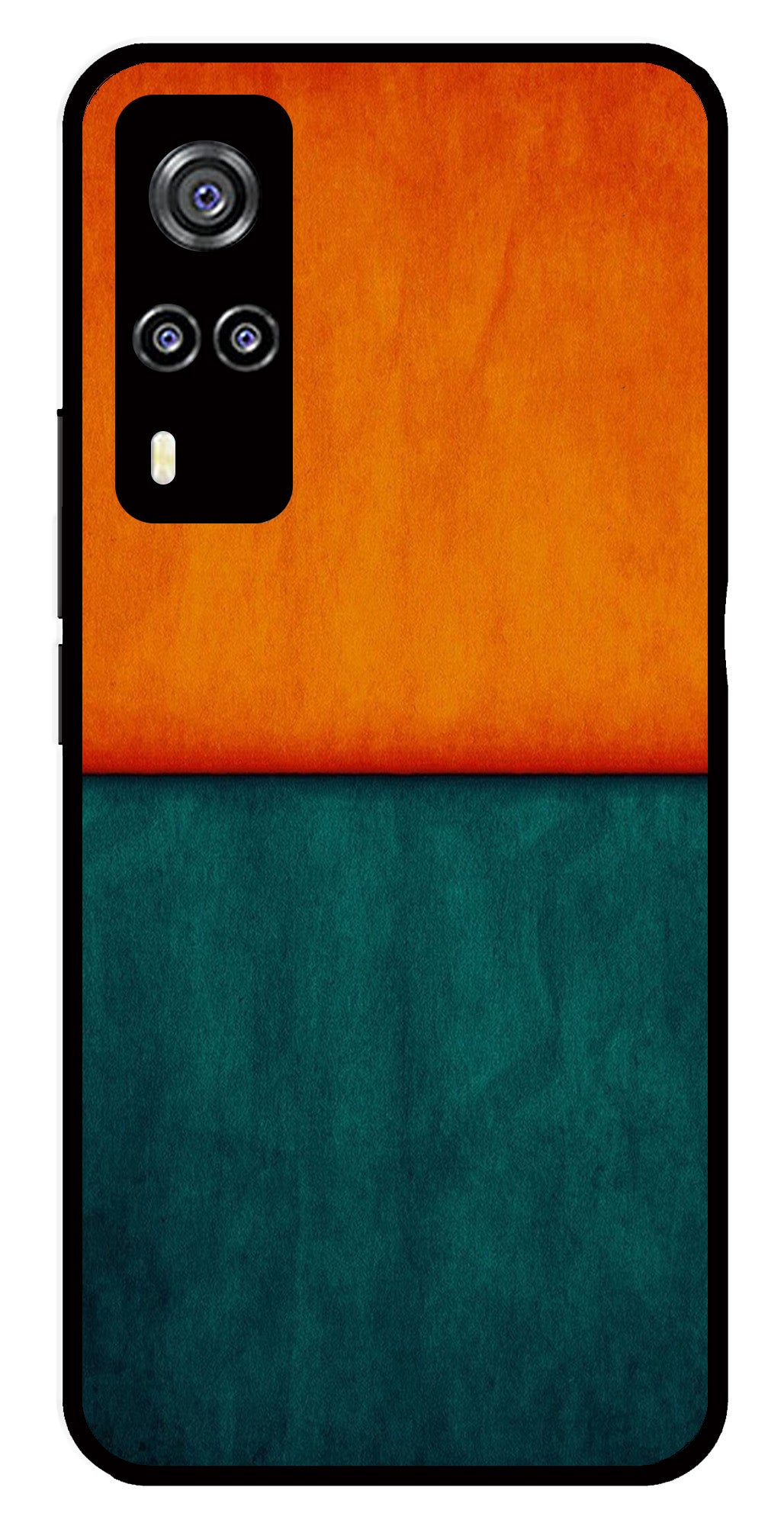 Orange Green Pattern Metal Mobile Case for Vivo Y31   (Design No -45)
