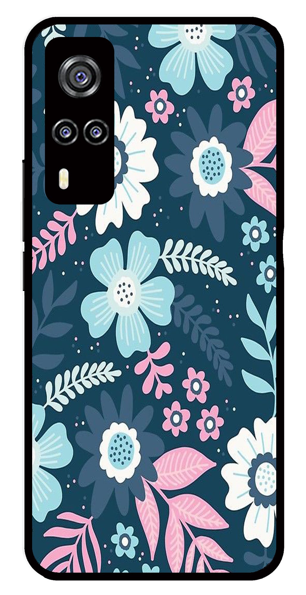 Flower Leaves Design Metal Mobile Case for Vivo Y51   (Design No -50)