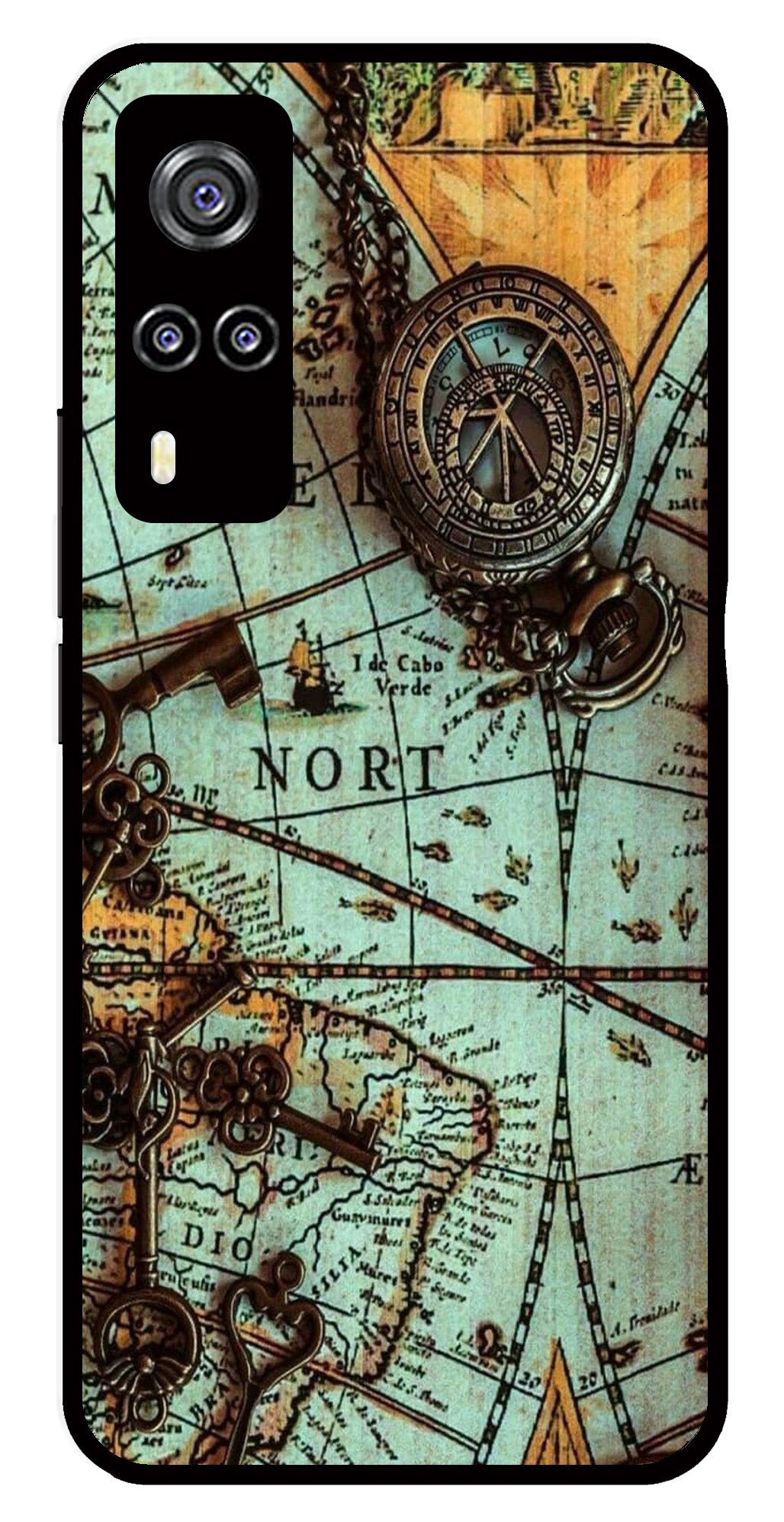 Map Design Metal Mobile Case for Vivo Y31   (Design No -54)