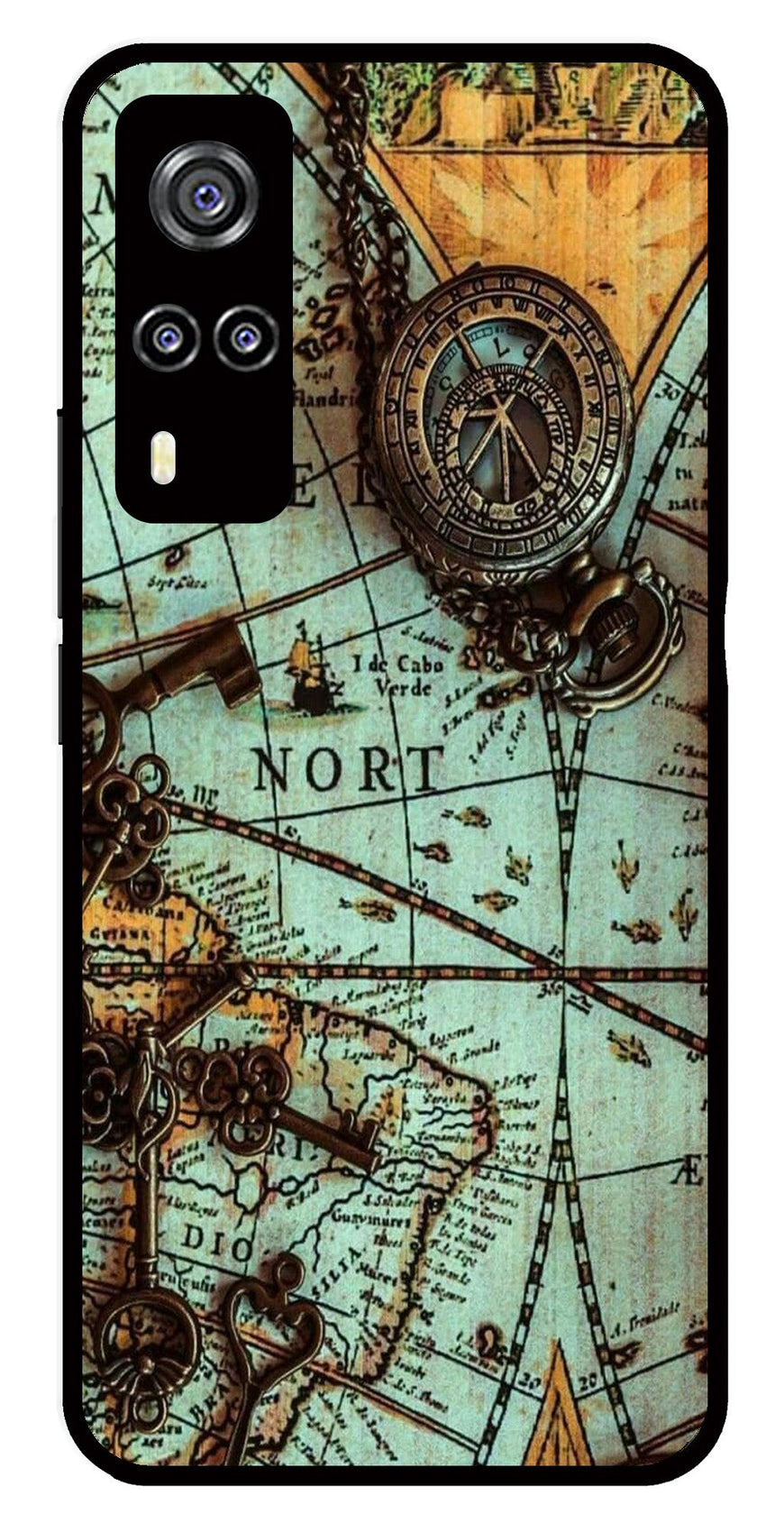 Map Design Metal Mobile Case for Vivo Y51   (Design No -54)
