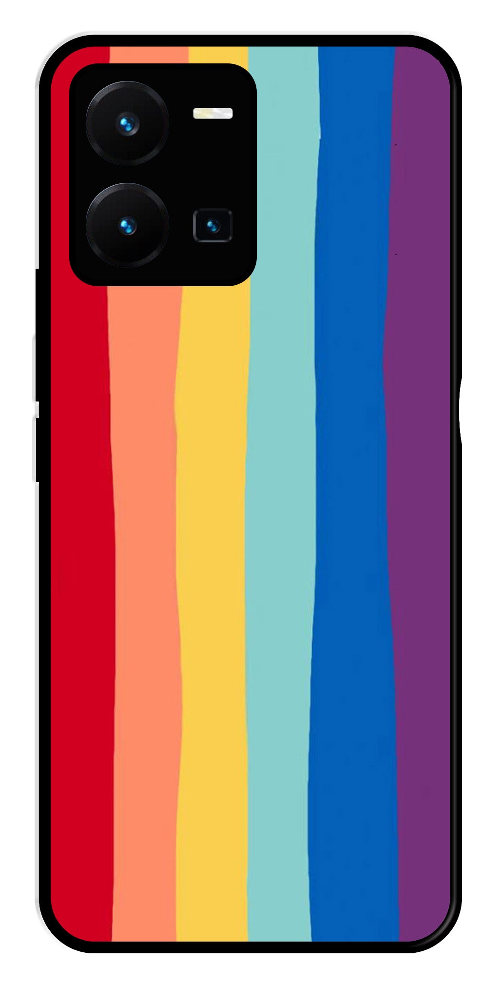 Rainbow MultiColor Metal Mobile Case for Vivo Y35   (Design No -03)