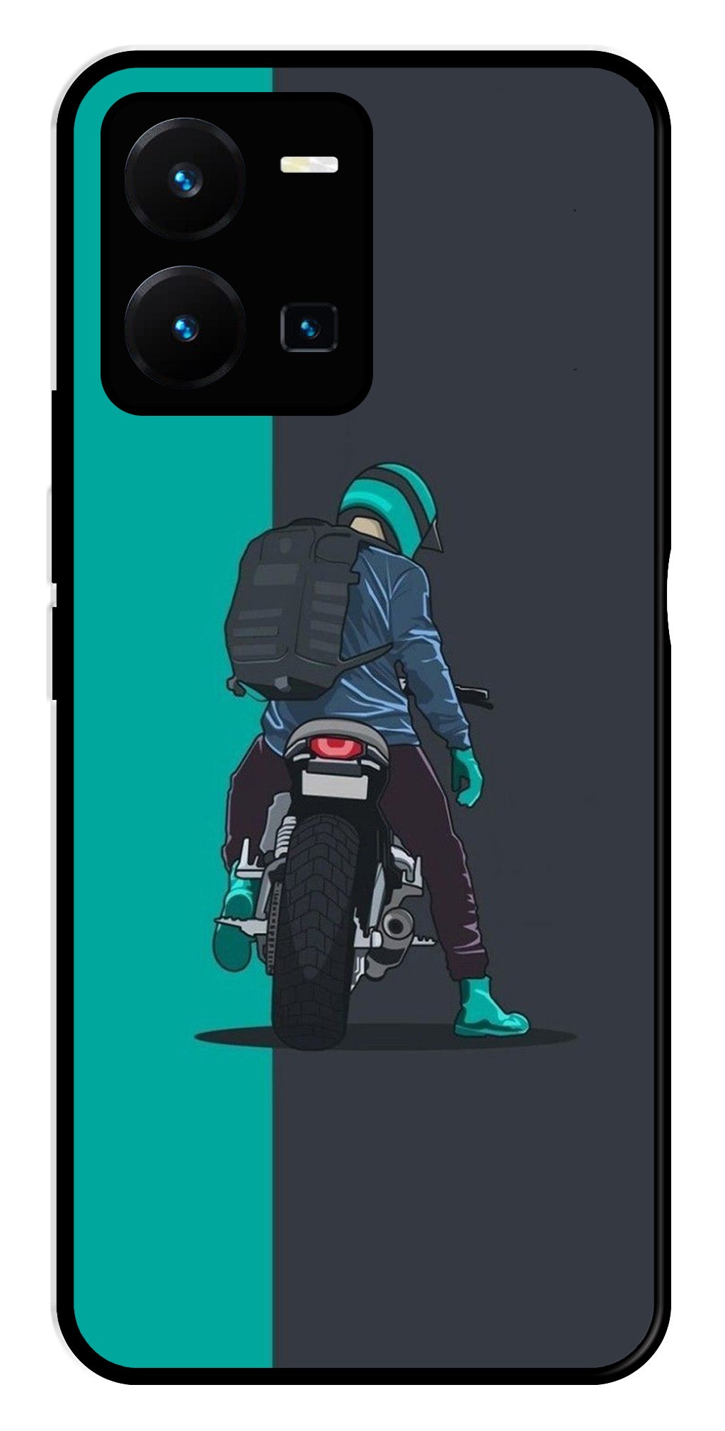 Bike Lover Metal Mobile Case for Vivo Y35   (Design No -05)