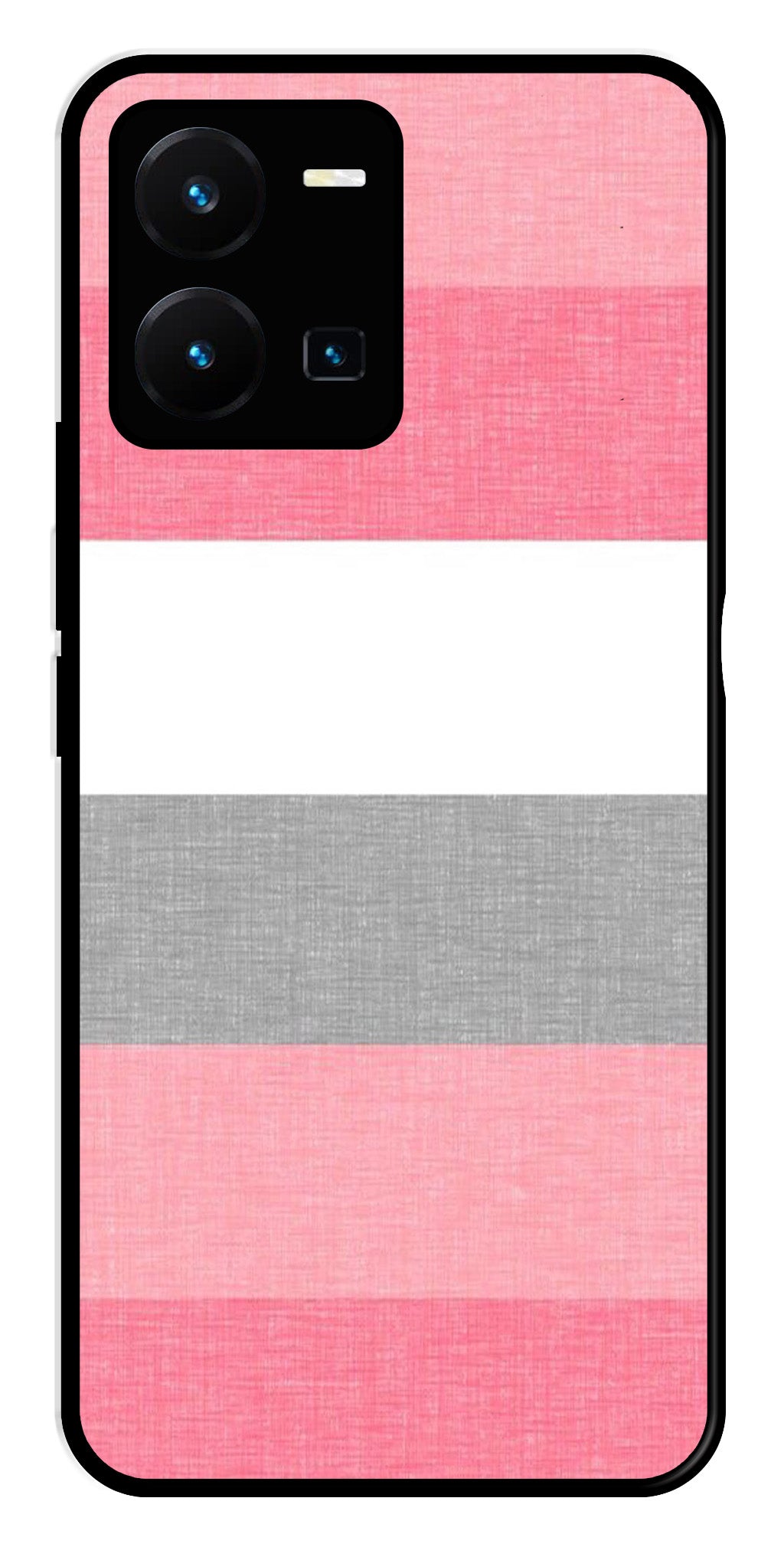 Pink Pattern Metal Mobile Case for Vivo Y35   (Design No -23)