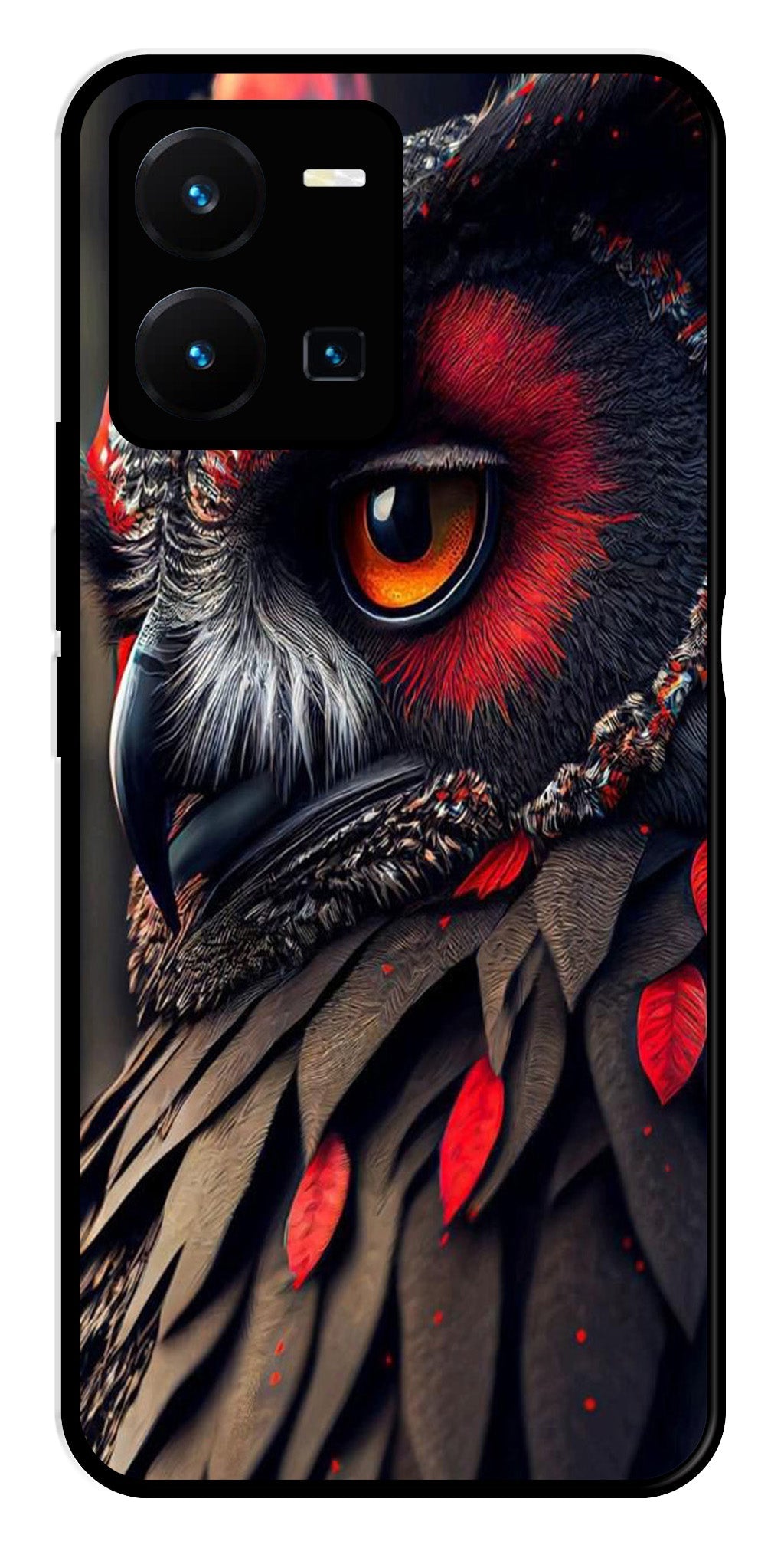 Owl Design Metal Mobile Case for Vivo Y35   (Design No -26)