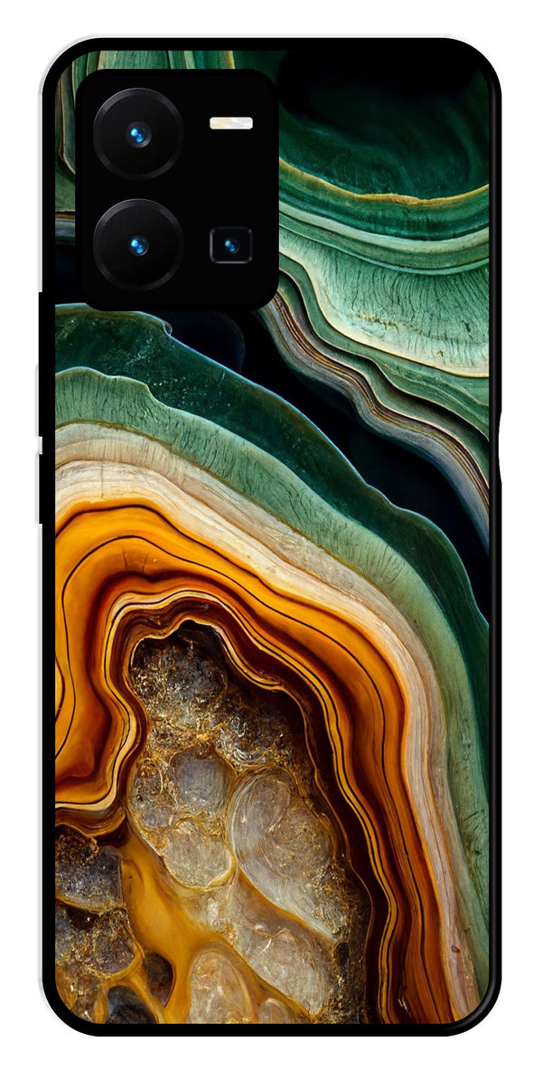 Marble Design Metal Mobile Case for Vivo Y35   (Design No -28)