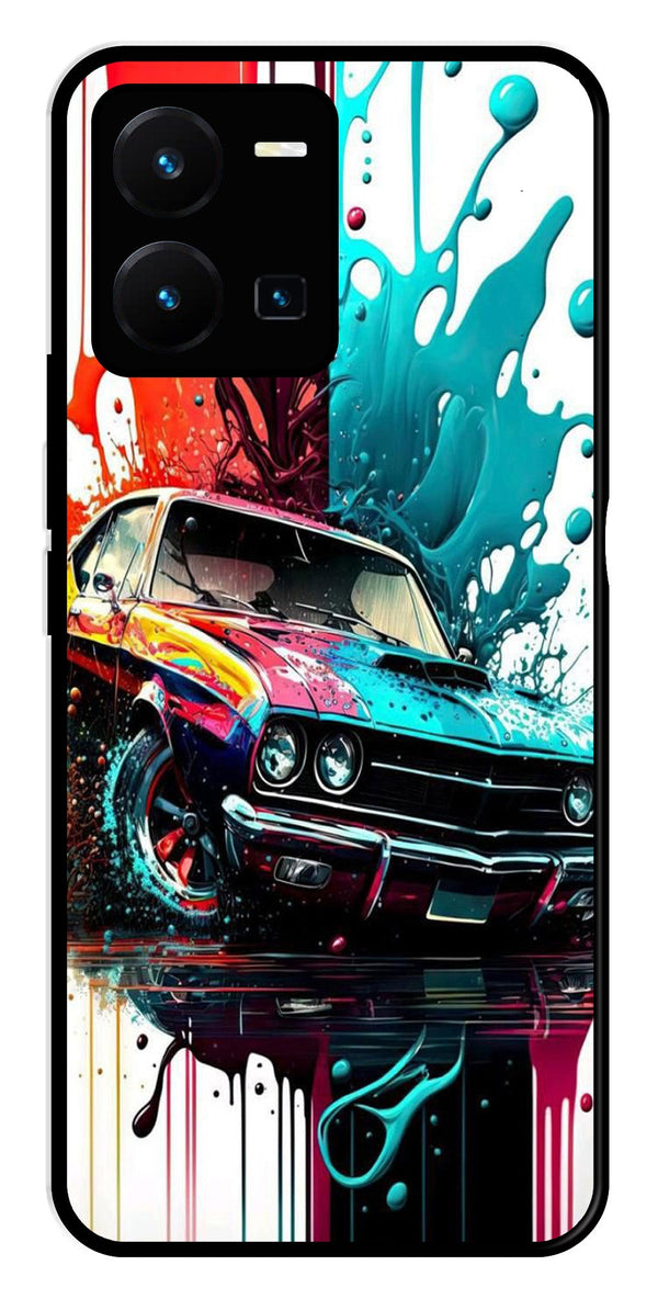 Vintage Car Metal Mobile Case for Vivo Y35   (Design No -29)