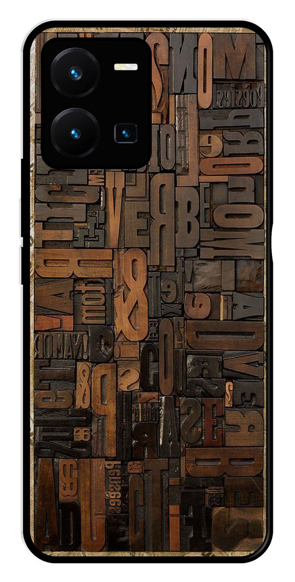 Alphabets Metal Mobile Case for Vivo Y35   (Design No -32)