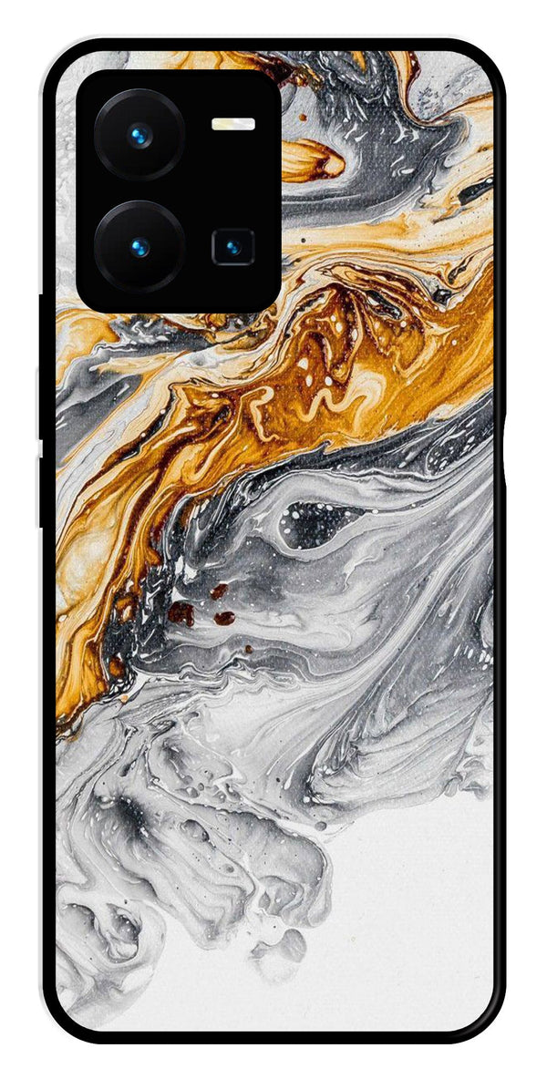 Marble Pattern Metal Mobile Case for Vivo Y35   (Design No -36)