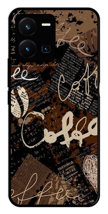 Coffee Pattern Metal Mobile Case for Vivo Y35