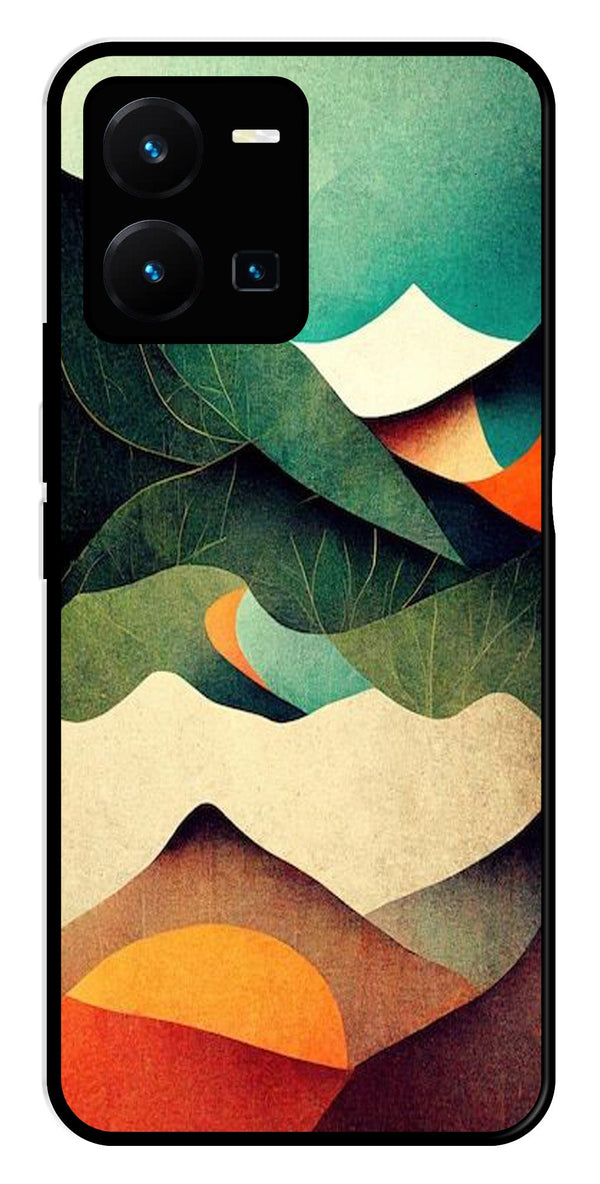 MultiColor Pattern Metal Mobile Case for Vivo Y35   (Design No -43)