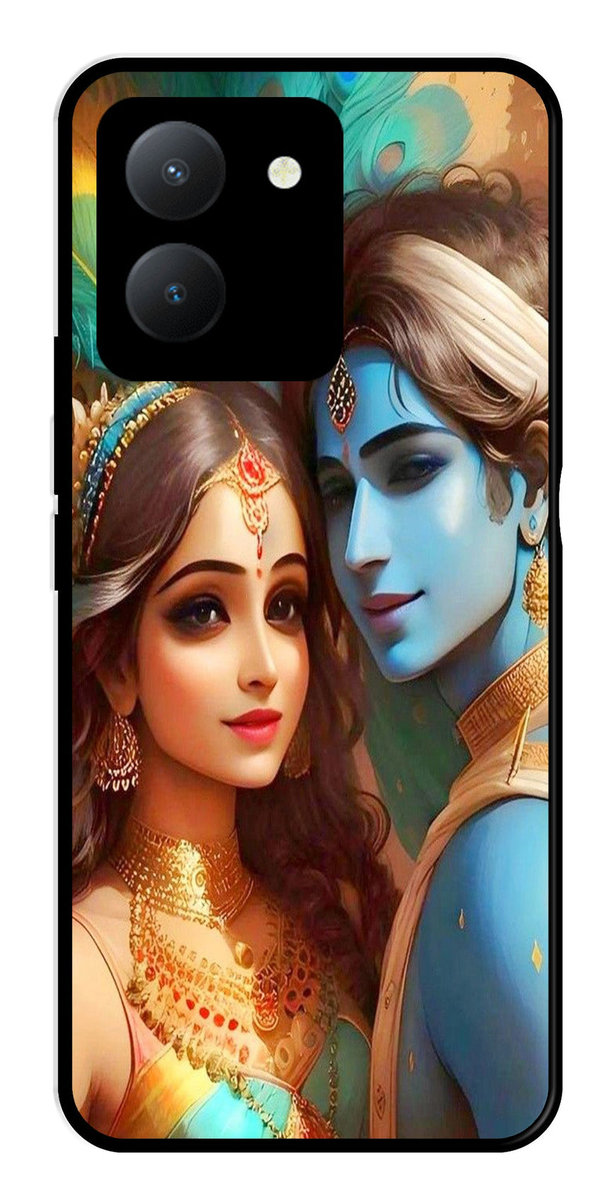 Lord Radha Krishna Metal Mobile Case for Vivo Y36   (Design No -01)