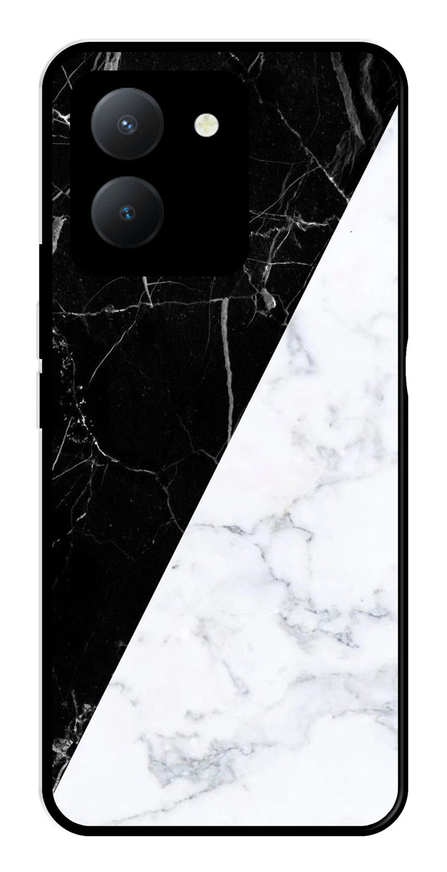 Black White Marble Design Metal Mobile Case for Vivo Y36   (Design No -09)