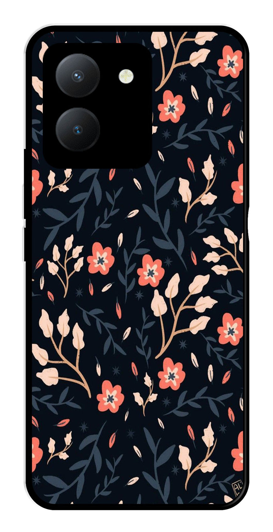 Floral Pattern Metal Mobile Case for Vivo Y36   (Design No -10)
