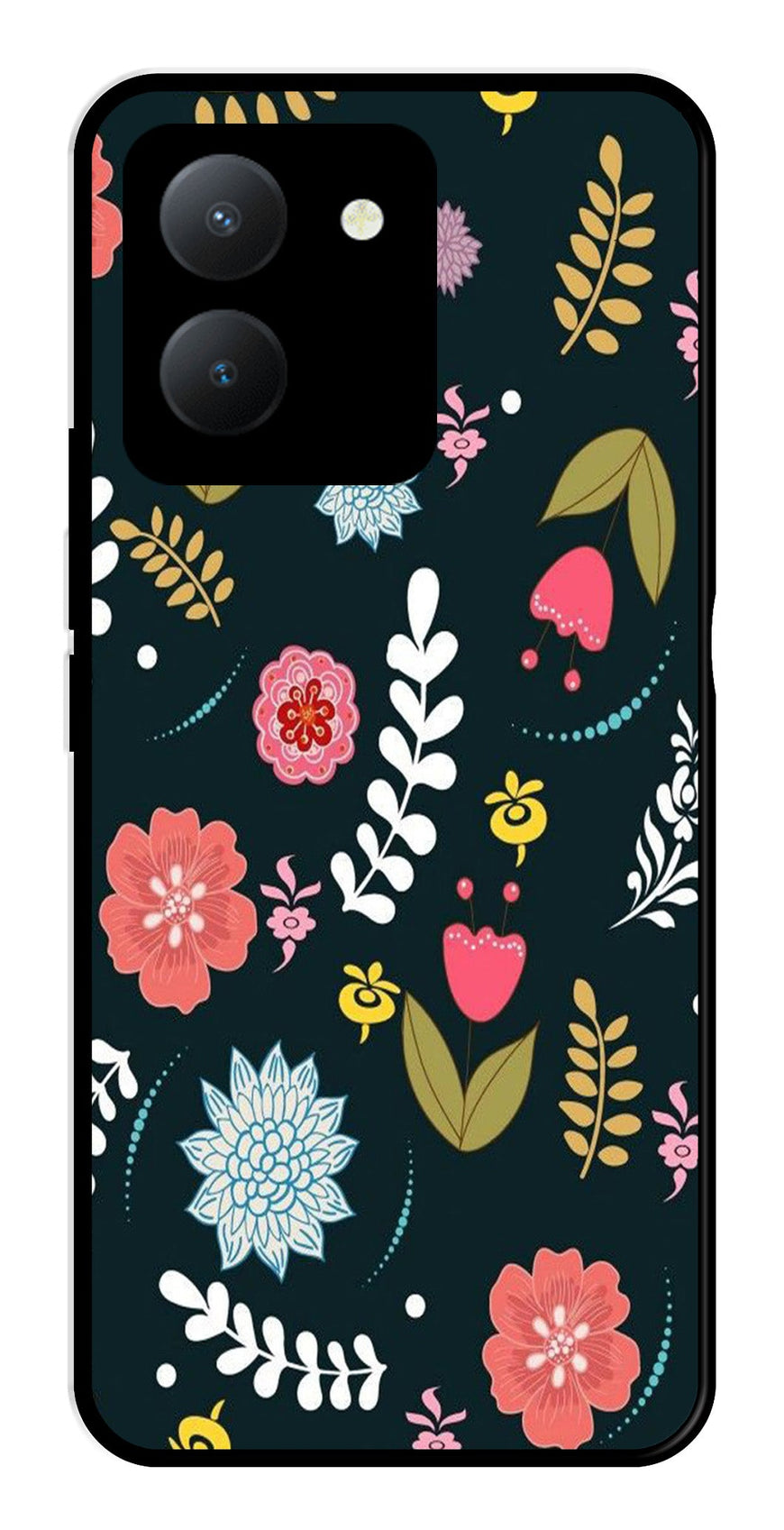Floral Pattern2 Metal Mobile Case for Vivo Y36   (Design No -12)
