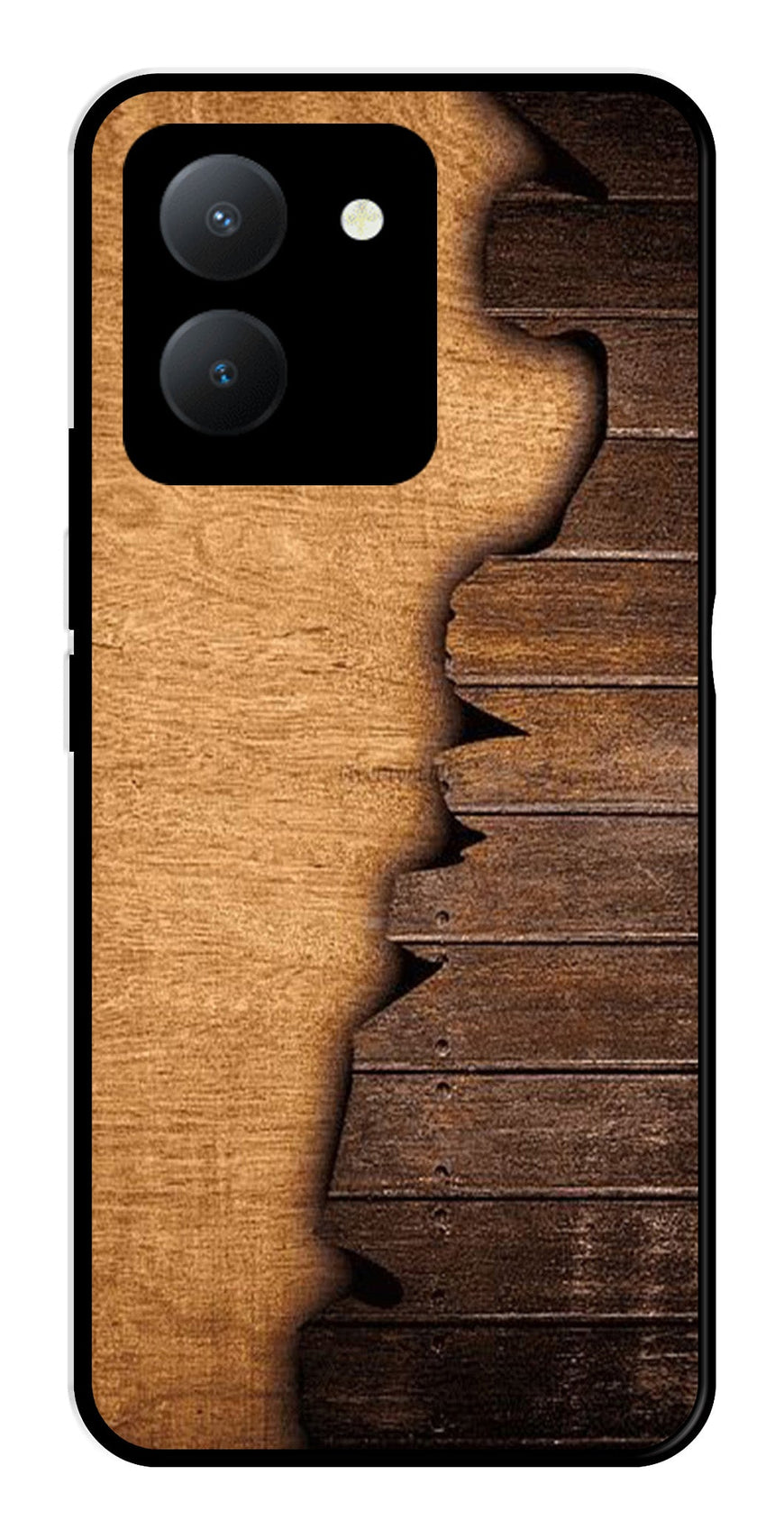 Wooden Design Metal Mobile Case for Vivo Y36   (Design No -13)
