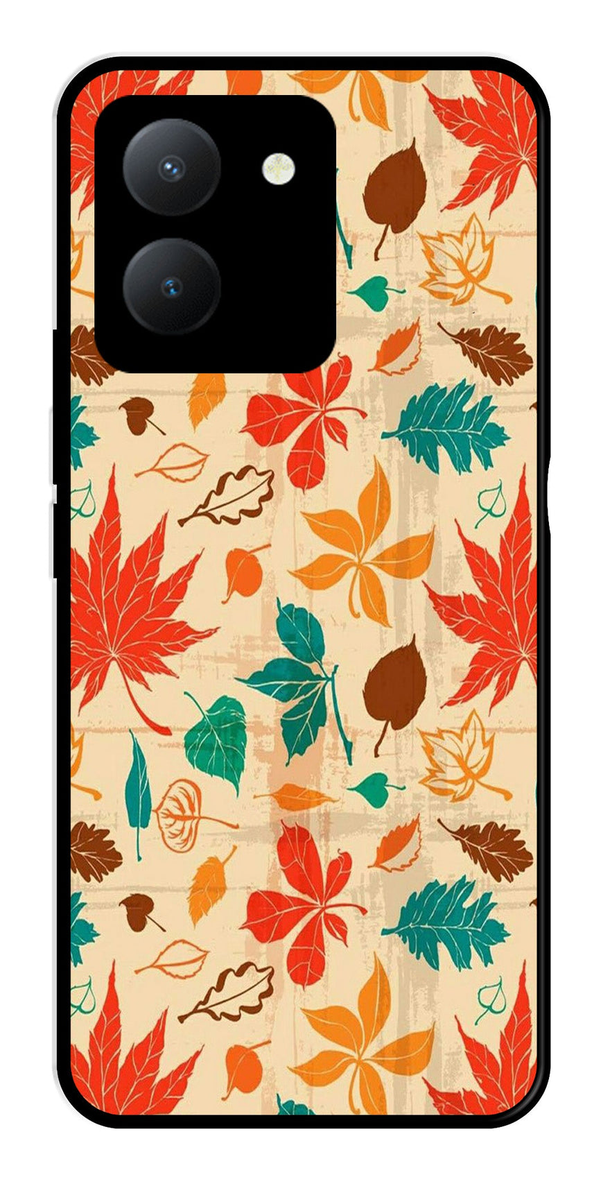 Leafs Design Metal Mobile Case for Vivo Y36   (Design No -14)