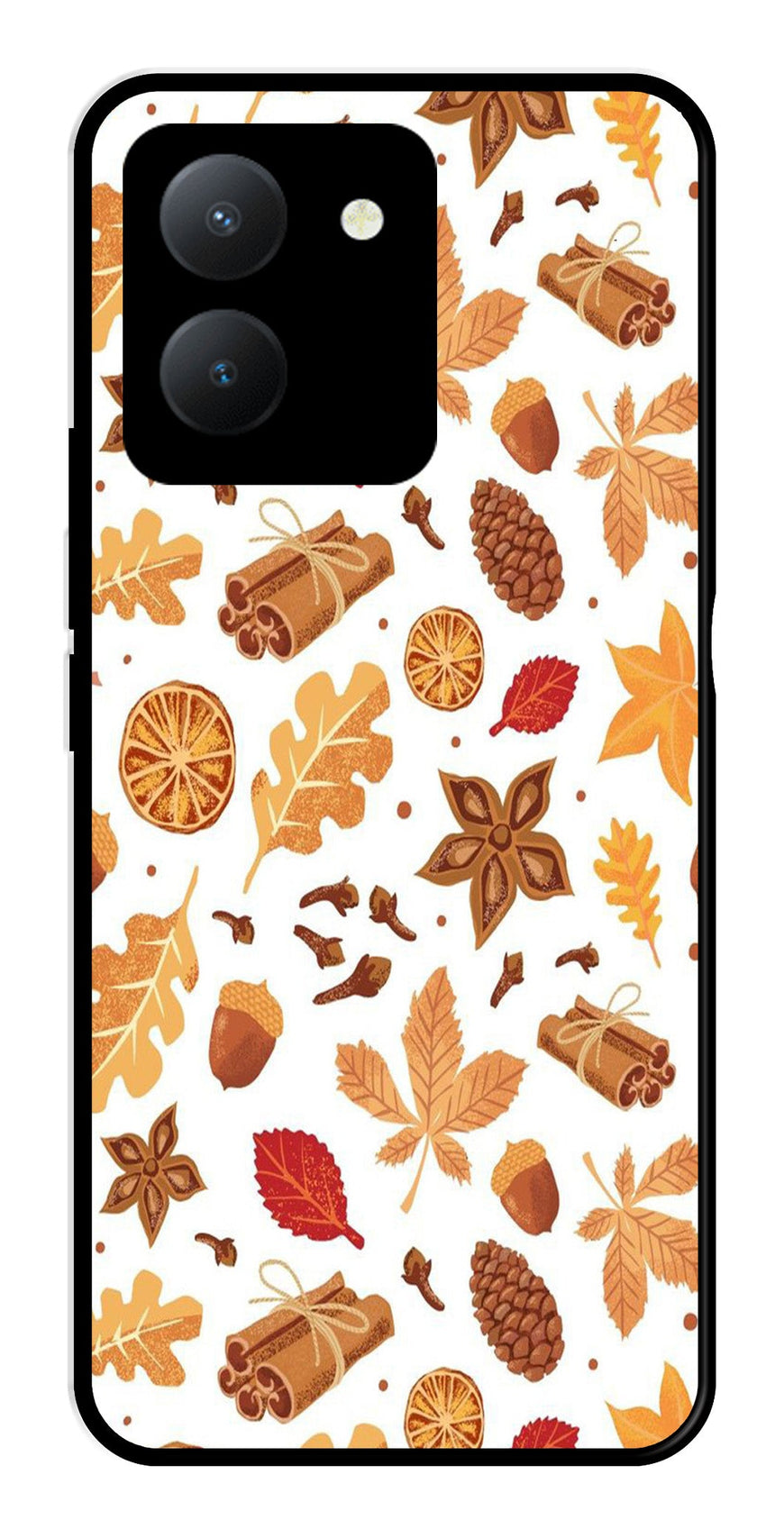 Autumn Leaf Metal Mobile Case for Vivo Y36   (Design No -19)