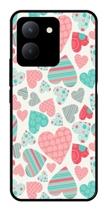 Hearts Pattern Metal Mobile Case for Vivo Y36