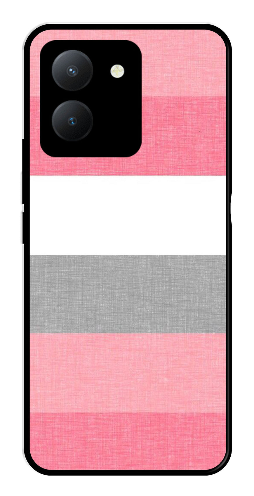 Pink Pattern Metal Mobile Case for Vivo Y36   (Design No -23)