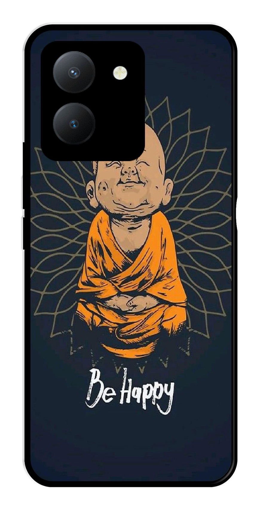 Be Happy Metal Mobile Case for Vivo Y36   (Design No -27)