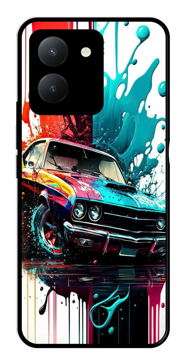 Vintage Car Metal Mobile Case for Vivo Y36   (Design No -29)