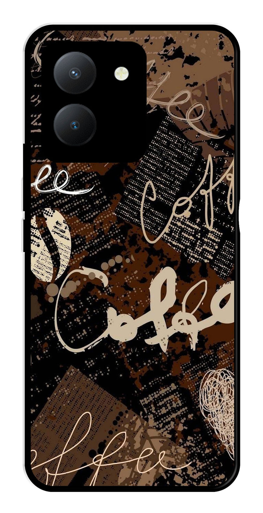 Coffee Pattern Metal Mobile Case for Vivo Y36   (Design No -37)