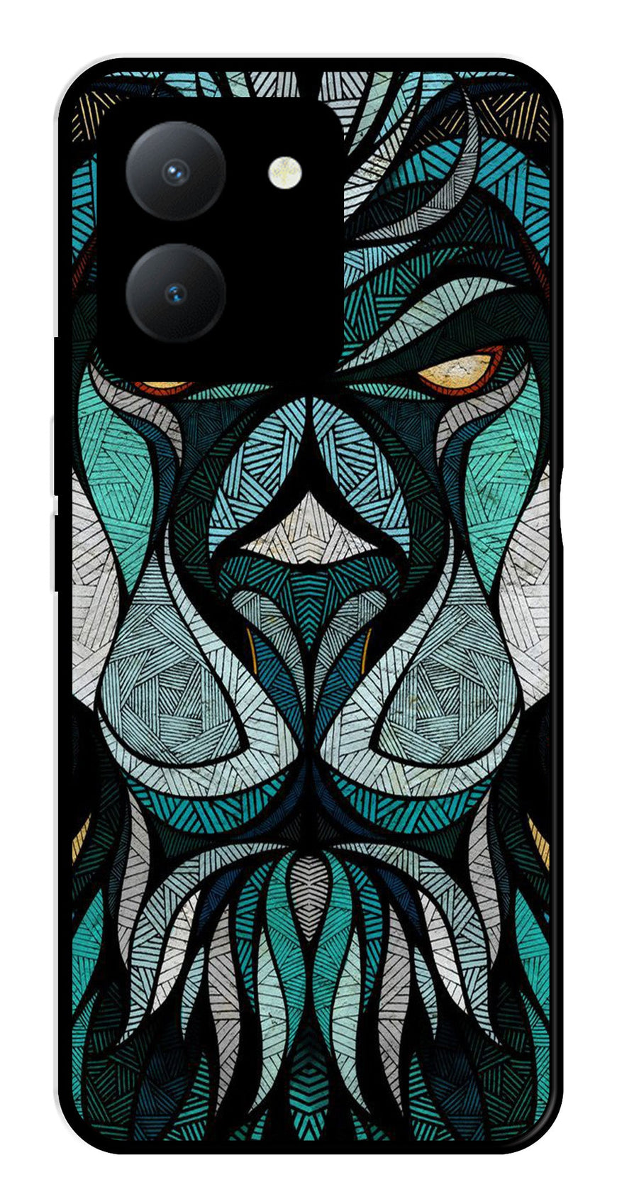 Lion Pattern Metal Mobile Case for Vivo Y36   (Design No -40)