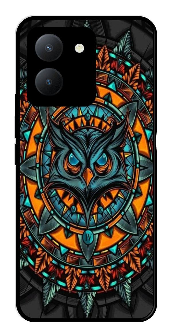 Owl Pattern Metal Mobile Case for Vivo Y36   (Design No -42)