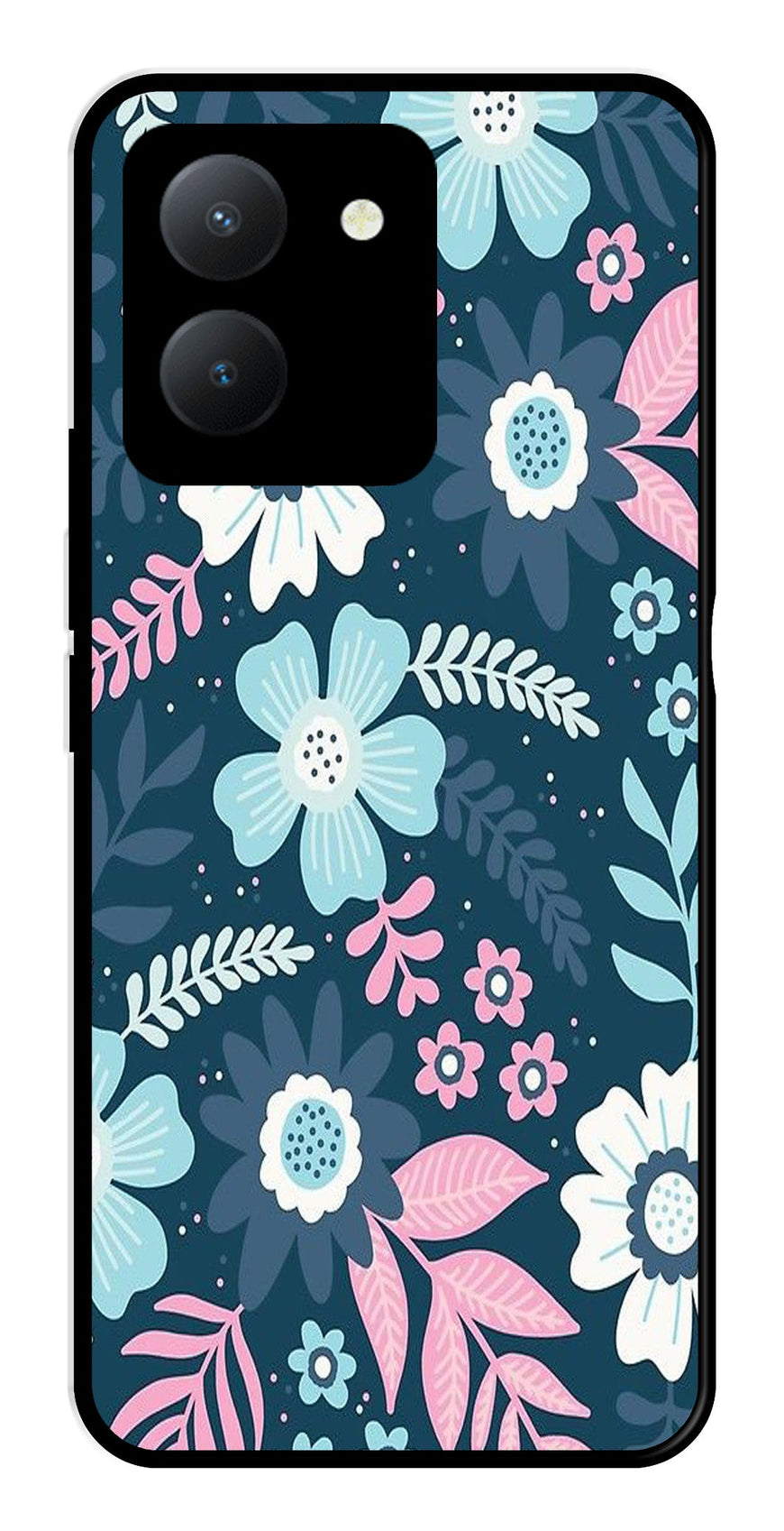 Flower Leaves Design Metal Mobile Case for Vivo Y36   (Design No -50)