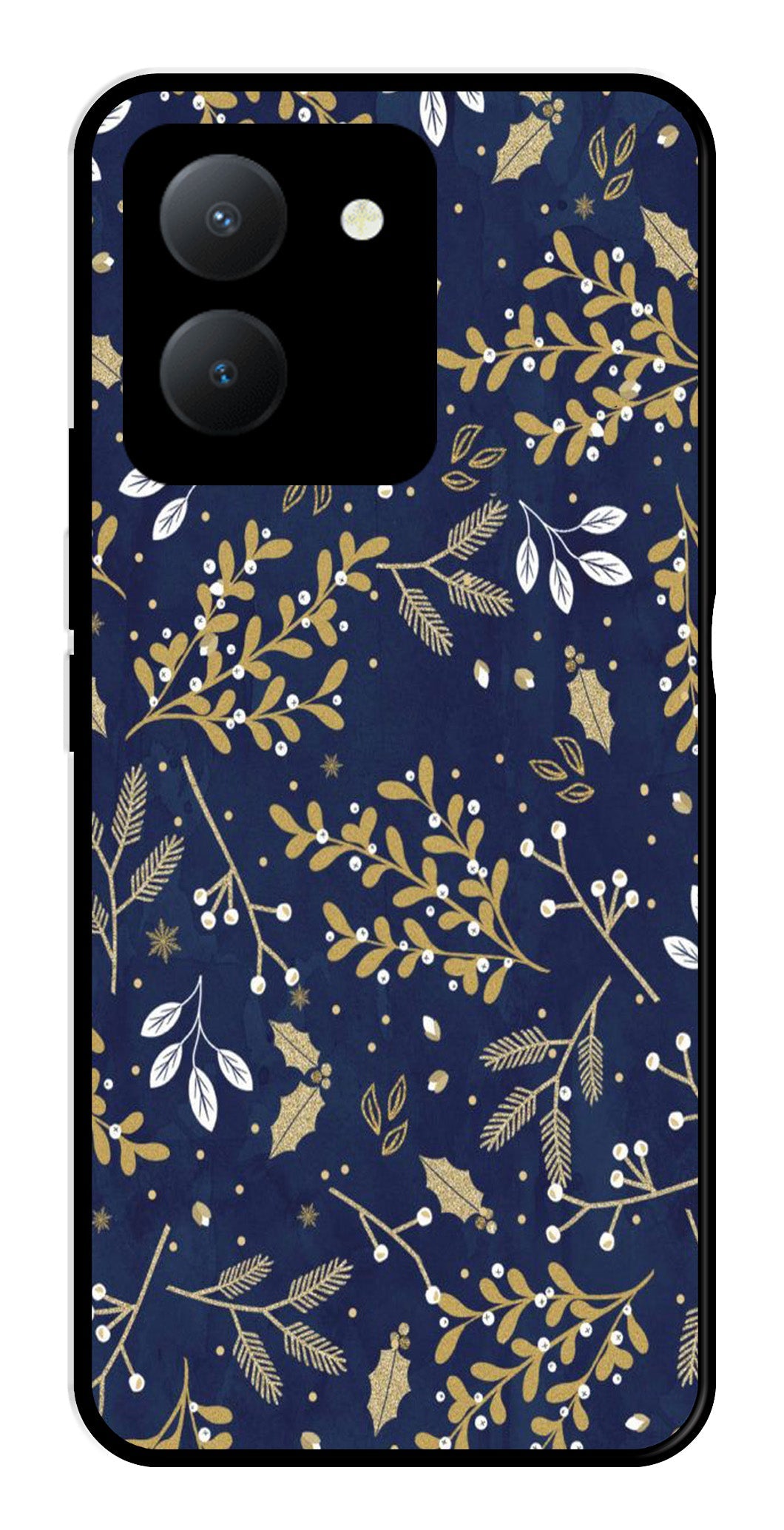Floral Pattern  Metal Mobile Case for Vivo Y36   (Design No -52)