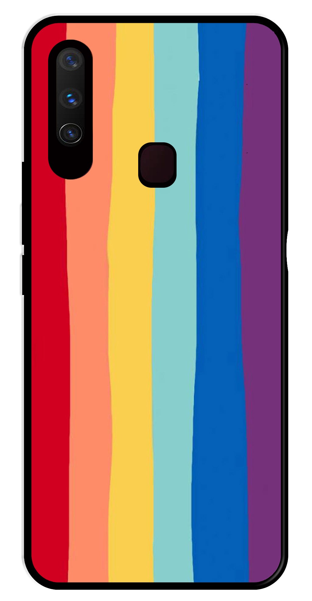 Rainbow MultiColor Metal Mobile Case for Vivo Y12   (Design No -03)