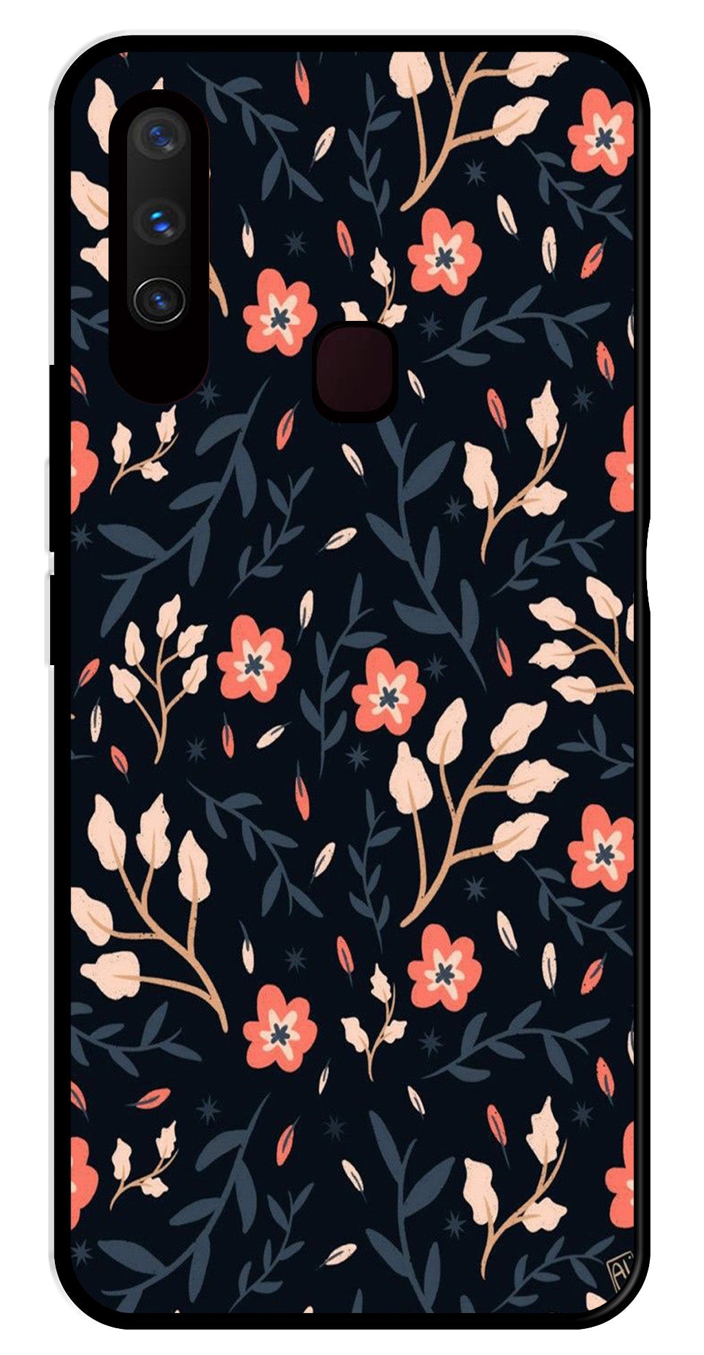 Floral Pattern Metal Mobile Case for Vivo Y12   (Design No -10)