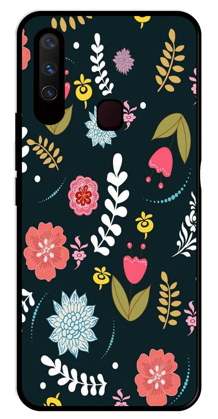 Floral Pattern2 Metal Mobile Case for Vivo Y17   (Design No -12)