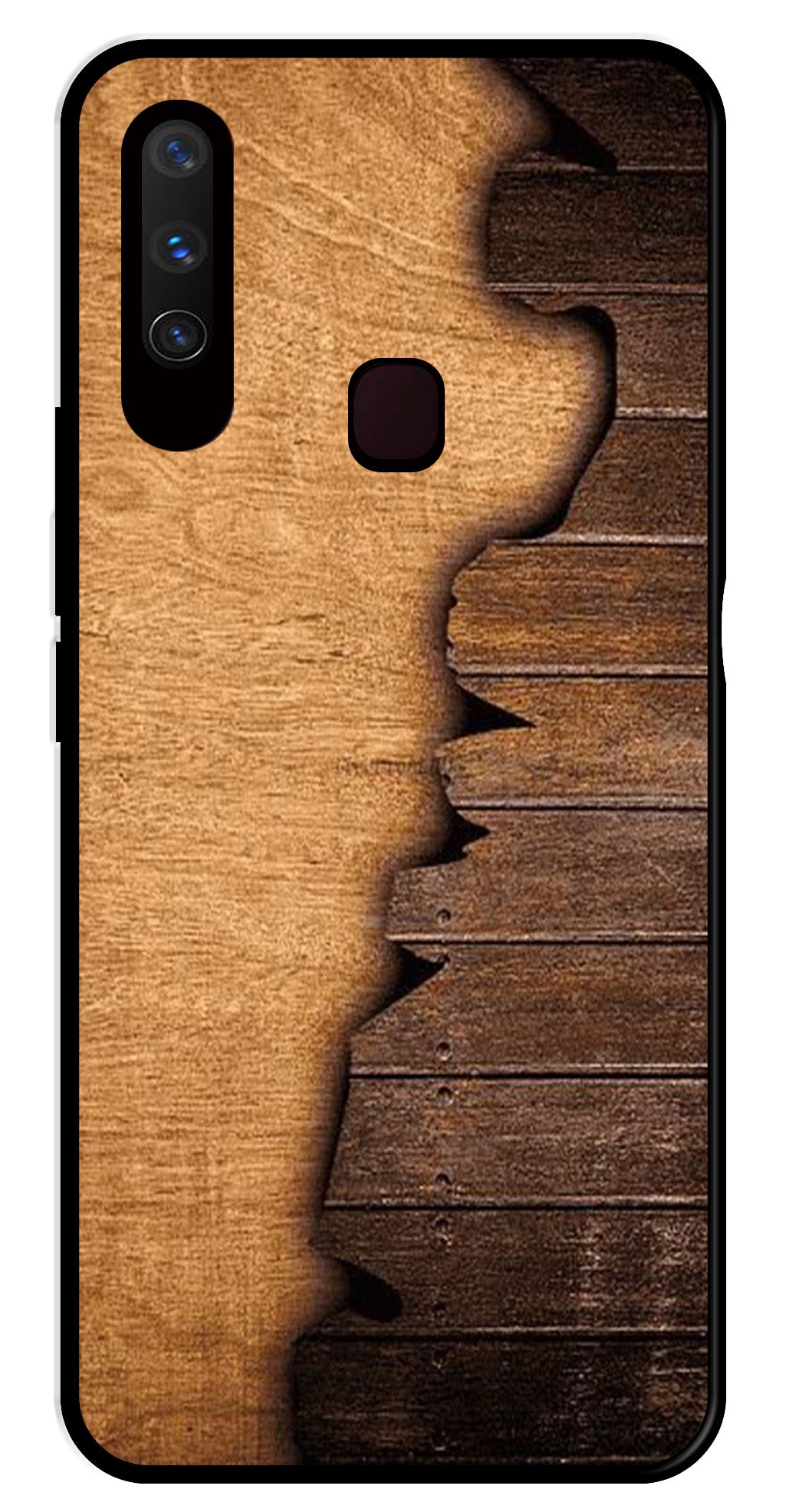 Wooden Design Metal Mobile Case for Vivo Y12   (Design No -13)